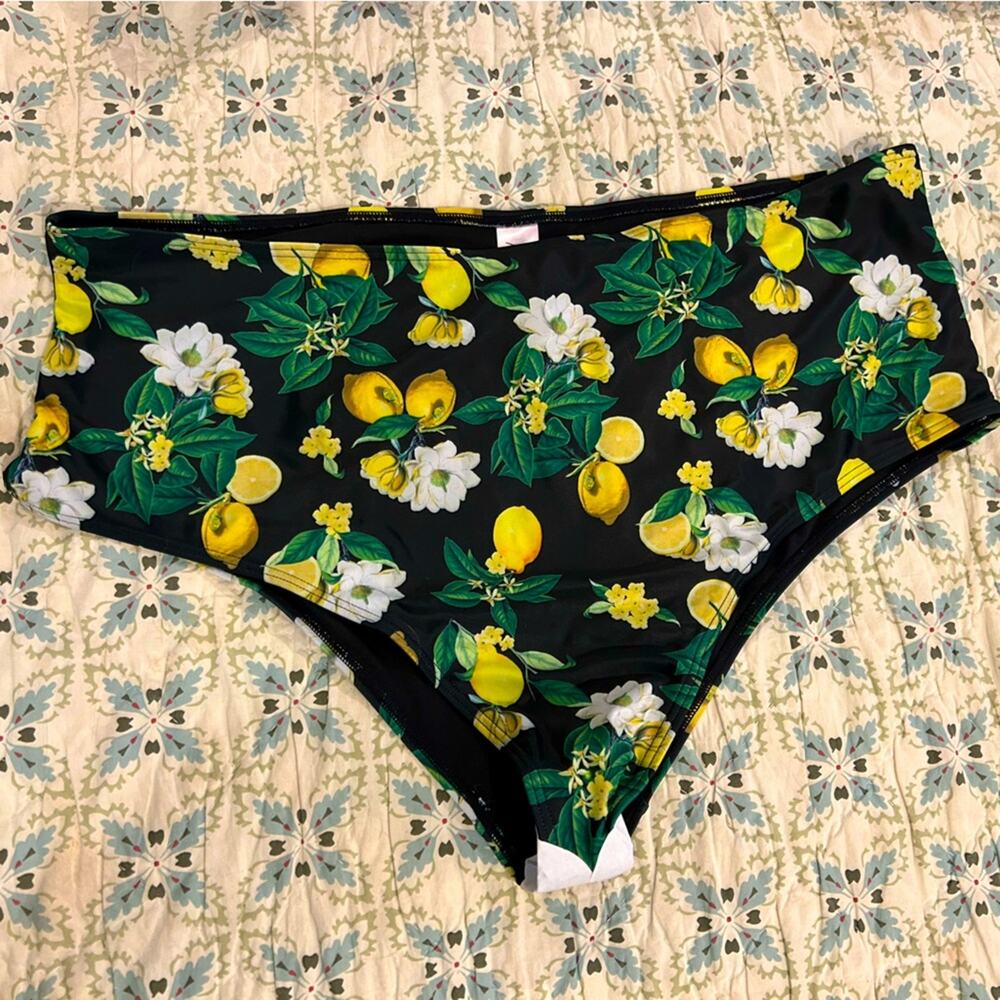 Floral Lemon Print Women's Swim Bottom